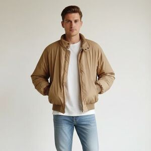 VINTAGE Men's Khaki Down Insulated Bomber Jacket M